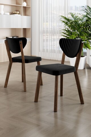 Set scaune 6 piese, Charlotte, Arfe, Metal, Negru/Maro