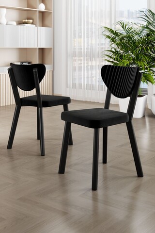 Set scaune 6 piese, Charlotte, Arfe, Metal, Negru