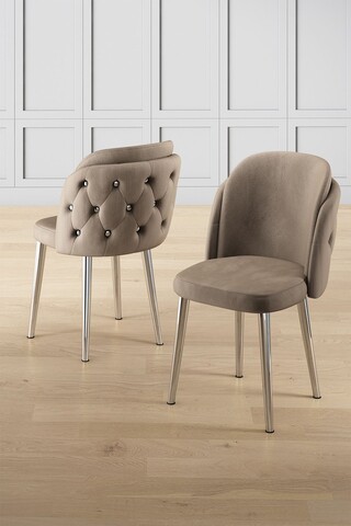 Set scaune 6 piese, Charlotte, Axle, Metal, Cappuccino / Chrome