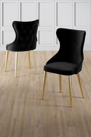 Set scaune 4 piese, Charlotte, Alpa, Metal, Negru