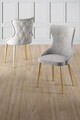 Set scaune 4 piese, Charlotte, Alpa, Metal, Gri / Auriu