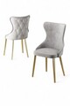 Set scaune 4 piese, Charlotte, Alpa, Metal, Gri / Auriu