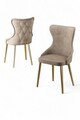 Set scaune 4 piese, Charlotte, Alpa, Metal, Cappuccino / Aur