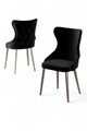 Set scaune 4 piese, Charlotte, Alpa, Metal, Negru / Crom