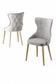 Set scaune 6 piese, Charlotte, Alpa, Metal, Gri / Auriu