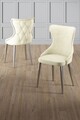 Set scaune 6 piese, Charlotte, Alpa, Metal, Crem / Crom