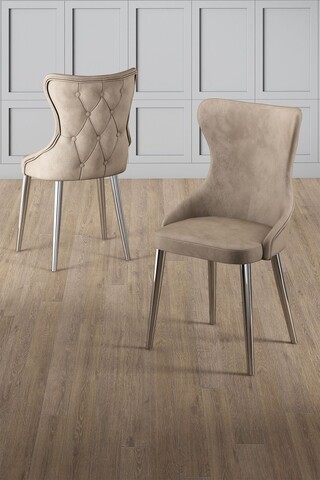 Set scaune 6 piese, Charlotte, Alpa, Metal, Cappuccino / Chrome