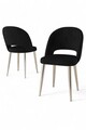 Set scaune 4 piese, Charlotte, Pane, Metal, Negru / Crom