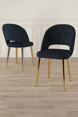 Set scaune 6 piese, Charlotte, Pane, Metal, Antracit / Aur