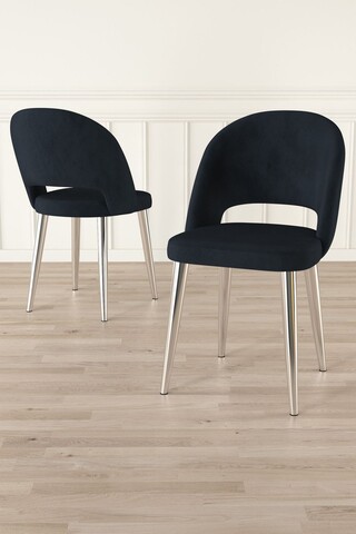 Set scaune 6 piese, Charlotte, Pane, Metal, Antracit / Crom
