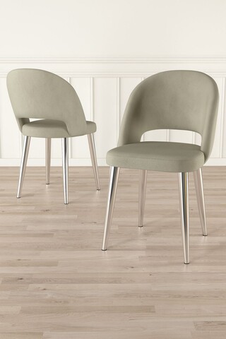 Set scaune 6 piese, Charlotte, Pane, Metal, Crem / Crom