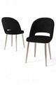 Set scaune 6 piese, Charlotte, Pane, Metal, Negru / Crom
