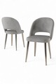 Set scaune 6 piese, Charlotte, Pane, Metal, Gri/Crom