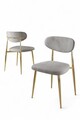 Set scaune 4 piese, Charlotte, Vina, Metal, Gri / Auriu