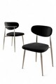 Set scaune 4 piese, Charlotte, Vina, Metal, Negru / Crom