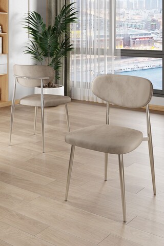 Set scaune 6 piese, Charlotte, Vina, Metal, Cappuccino / Chrome