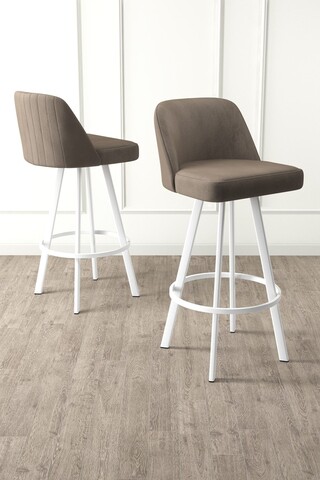 Set scaune  de bar 4 piese, Charlotte, Atex, Metal, Cappuccino / Alb