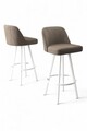 Set scaune  de bar 4 piese, Charlotte, Atex, Metal, Cappuccino / Alb