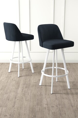 Set scaune de bar 6 piese, Charlotte, Atex, Metal, Antracit/Alb