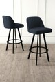 Set scaune de bar 6 piese, Charlotte, Atex, Metal, Antracit / Negru