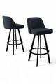 Set scaune de bar 6 piese, Charlotte, Atex, Metal, Antracit / Negru