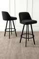 Set scaune de bar 6 piese, Charlotte, Atex, Metal, Negru