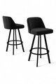 Set scaune de bar 6 piese, Charlotte, Atex, Metal, Negru