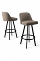 Set scaune de bar 6 piese, Charlotte, Atex, Metal, Cappuccino / Negru
