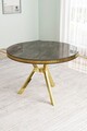 Masa, Charlotte, Mos, 90x74x90 cm, Panou lacuit din MDF, Antracit / Aur