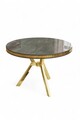 Masa, Charlotte, Mos, 90x74x90 cm, Panou lacuit din MDF, Antracit / Aur
