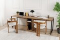 Birou, Nordure, Twin Study Desk, 240x74x60 cm, PAL, Pin Atlantic / Negru