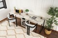 Birou, Nordure, Twin Study Desk, 240x74x60 cm, PAL, Frezie / Marmură / Negru