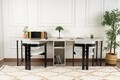 Birou, Nordure, Twin Study Desk, 240x74x60 cm, PAL, Frezie / Marmură / Negru