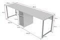 Birou, Nordure, Twin Study Desk, 240x74x60 cm, PAL, Frezie / Marmură / Negru