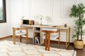 Birou, Hanah Home, Twin Study Desk, Travertin / Auriu