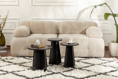 Set masute 3 piese, Hanah Home, Lume, Negru