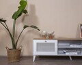 Comoda TV, Wolina, Calvin, 55x180x41 cm, MDF , Alb / Stejar