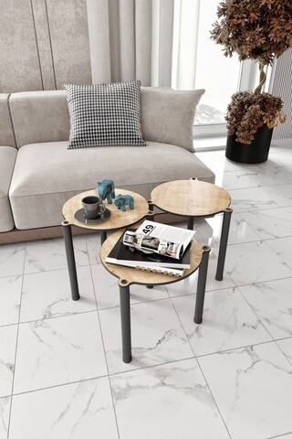 Set masute 3 piese, Poter, Lavia 3, MDF , Stejar
