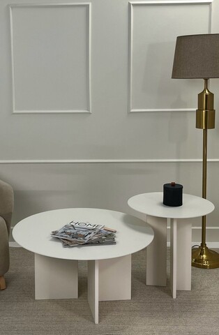 Set masute de cafea, Rotexa, Leo (45 + 42), MDF , Crem
