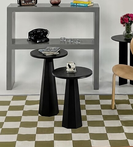 Set masute de cafea, Hanah Home, Lilyum (57 + 47), Negru