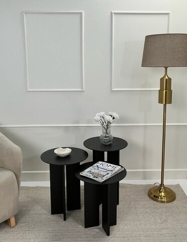 Set masute de cafea, Rotexa, Leo (55 + 50 + 45), MDF , Negru