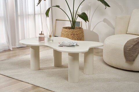 Set masute de cafea, Rotexa, Bloom, MDF , Crem