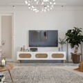 Comoda TV, Odessa, Elena, 180x42 cm, PAL, Alb / Ratan