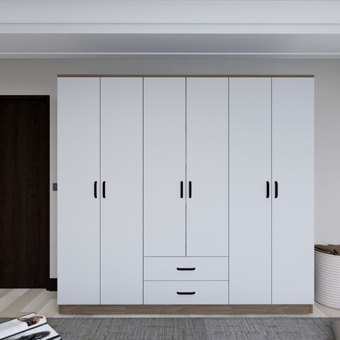 Dulap pentru haine, Miwood, Yaman 1600-64, 180x190x45 cm, PAL, Nuc deschis