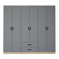 Dulap pentru haine, Miwood, Yaman Luna, 180x190x45 cm, PAL, Gri/Alb