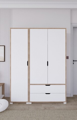 Dulap pentru haine, Miwood, Nisan 1600-019, 130x183x45 cm, PAL, Nuc deschis