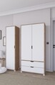 Dulap pentru haine, Miwood, Nisan 1600-019, 130x183x45 cm, PAL, Nuc deschis