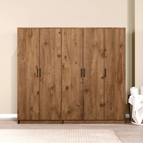Dulap pentru haine, Miwood, Kardelen 1600-123, 200x180x51 cm, PAL, Maro
