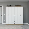 Dulap pentru haine, Miwood, Yaman 1600-75, 180x190x45 cm, PAL, Nuc deschis