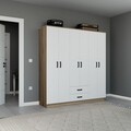 Dulap pentru haine, Miwood, Yaman 1600-75, 180x190x45 cm, PAL, Nuc deschis